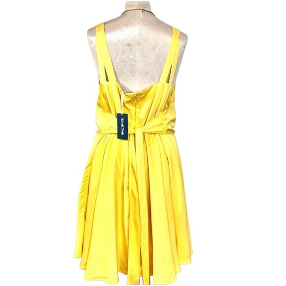 NEW Modcloth Brilliant Motivation Yellow Fit Flare Career Sleeveless Dress - Picture 3 of 5
